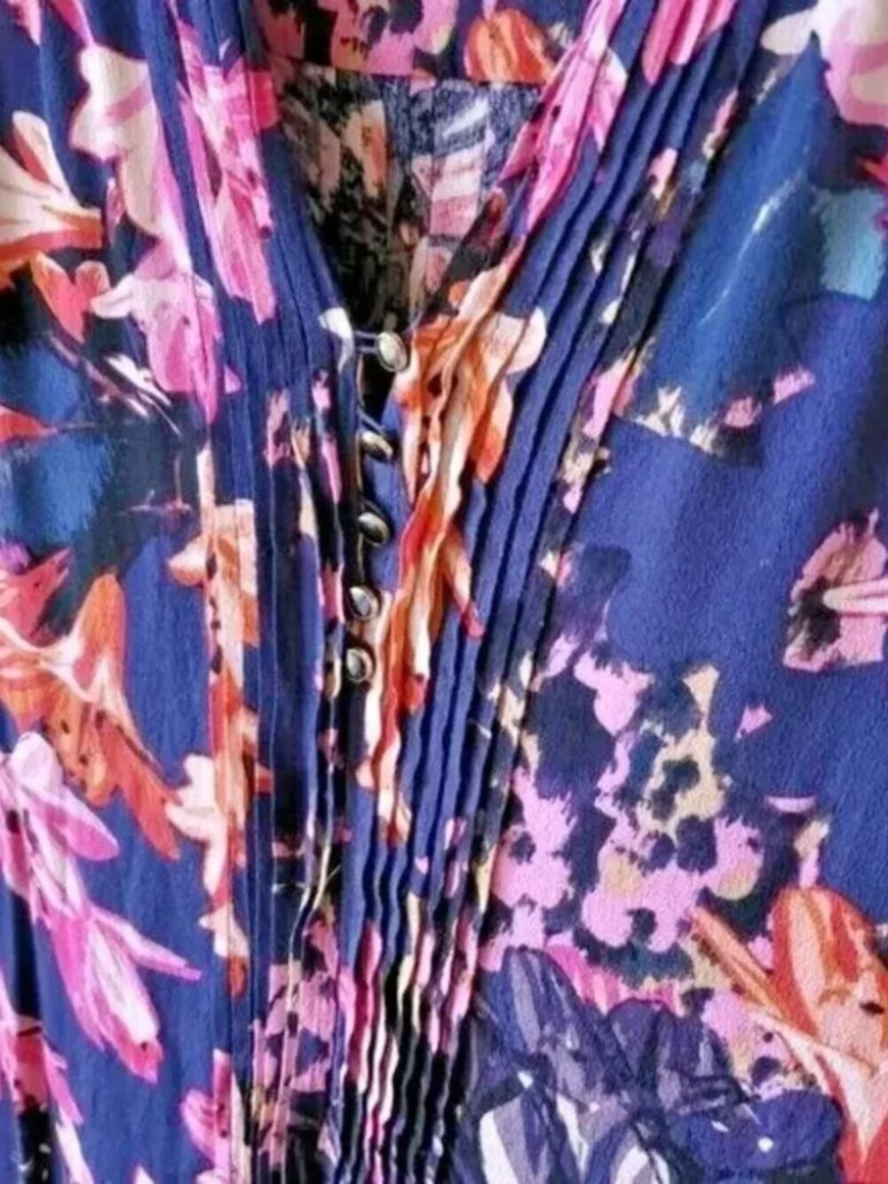 Maeve Anthropologie Caravane Floral Drop Waist Tunic Dress Medium Pintuck - Picture 3 of 7